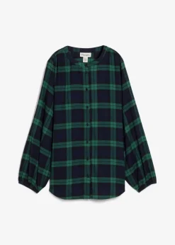 bonprix Bekleidung·Jacken & Mäntel|Blusen & Tuniken^Flanellhemd aus reiner Baumwolle dunkelblau/edelsteingrün kariert