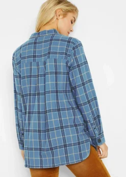 bonprix Bekleidung·Jacken & Mäntel|Blusen & Tuniken^Flanellhemd, extra warm jeansblau kariert