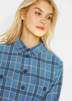 bonprix Bekleidung·Jacken & Mäntel|Blusen & Tuniken^Flanellhemd, extra warm jeansblau kariert