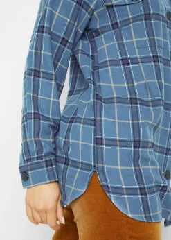 bonprix Bekleidung·Jacken & Mäntel|Blusen & Tuniken^Flanellhemd, extra warm jeansblau kariert