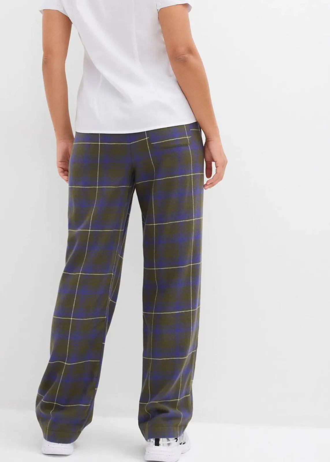 bonprix Hosen|Bekleidung·Kleider^Flanellhose aus reiner Bio-Baumwolle dunkeloliv kariert