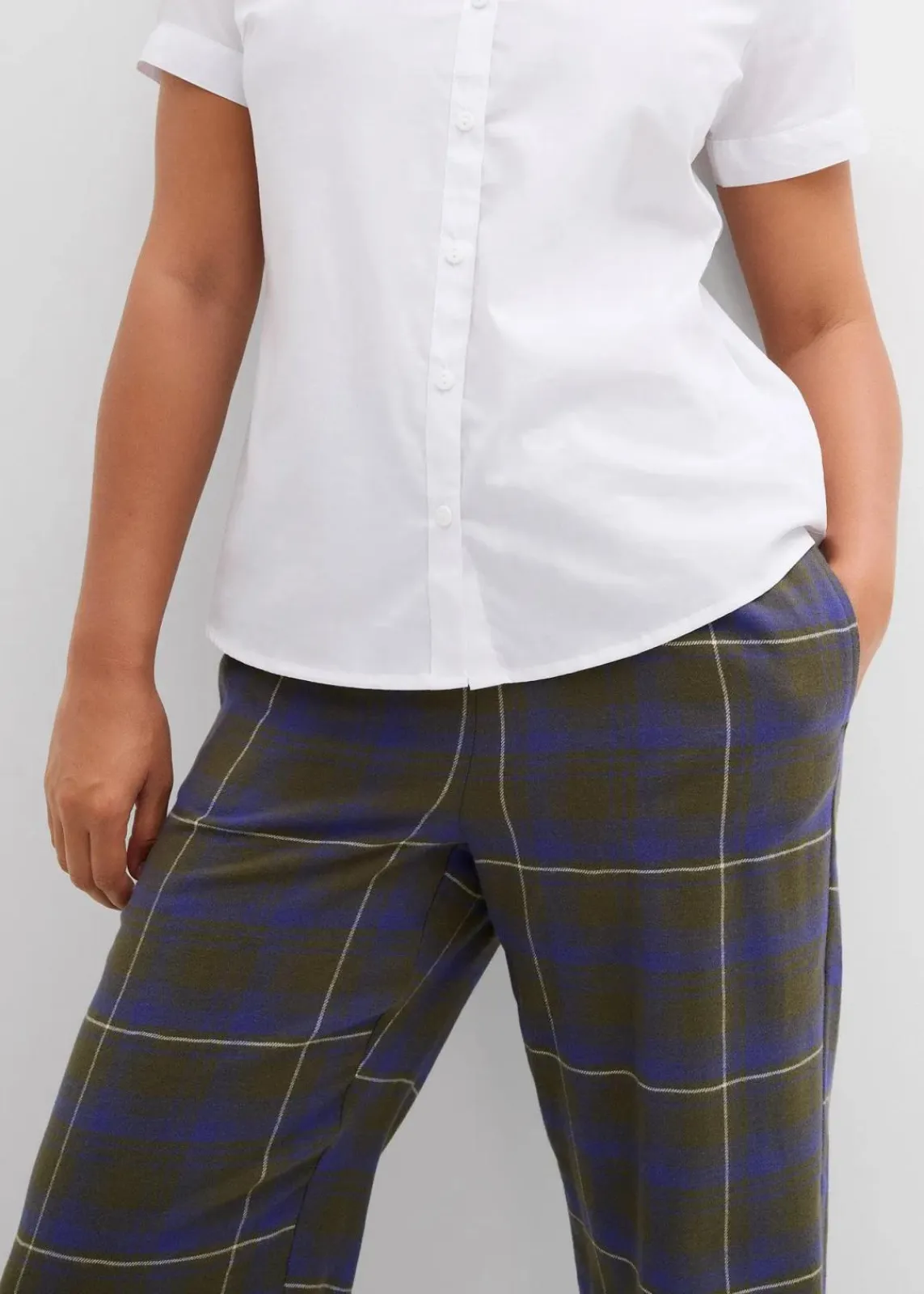 bonprix Hosen|Bekleidung·Kleider^Flanellhose aus reiner Bio-Baumwolle dunkeloliv kariert