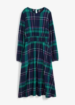 bonprix Bekleidung·Pullover & Strickjacken|Nachhaltigere Materialien^Flanellkleid aus reiner Baumwolle dunkelblau kariert