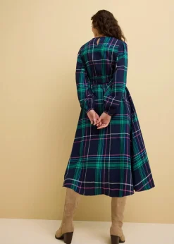 bonprix Bekleidung·Pullover & Strickjacken|Nachhaltigere Materialien^Flanellkleid aus reiner Baumwolle dunkelblau kariert