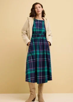 bonprix Bekleidung·Pullover & Strickjacken|Nachhaltigere Materialien^Flanellkleid aus reiner Baumwolle dunkelblau kariert