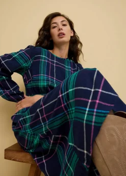 bonprix Bekleidung·Pullover & Strickjacken|Nachhaltigere Materialien^Flanellkleid aus reiner Baumwolle dunkelblau kariert
