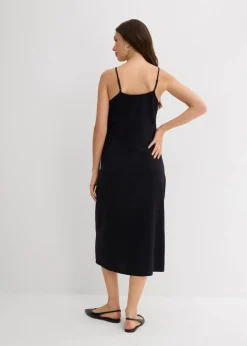 bonprix Kleider^Flanell-Trägerkleid aus reiner Baumwolle schwarz
