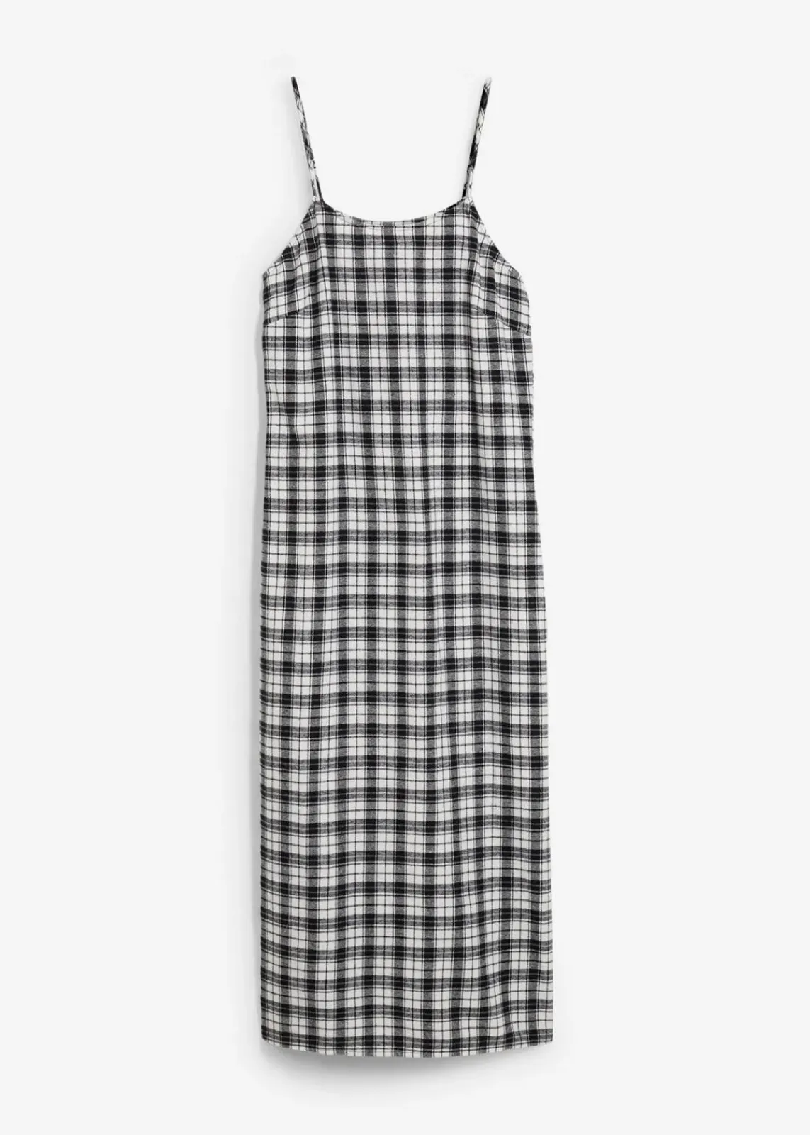 bonprix Kleider^Flanell-Trägerkleid aus reiner Baumwolle schwarz/wollweiß/grau kariert