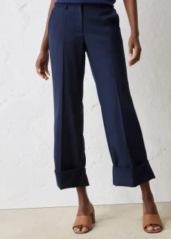 bonprix Bekleidung·Kleider|Hosen^Flared Hose mit Wollanteil dunkelblau