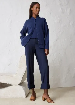bonprix Bekleidung·Kleider|Hosen^Flared Hose mit Wollanteil dunkelblau