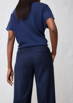 bonprix Bekleidung·Kleider|Hosen^Flared Hose mit Wollanteil dunkelblau