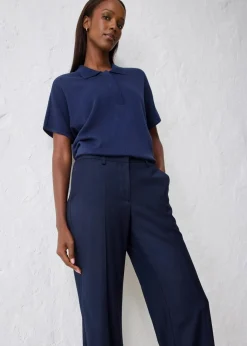 bonprix Bekleidung·Kleider|Hosen^Flared Hose mit Wollanteil dunkelblau