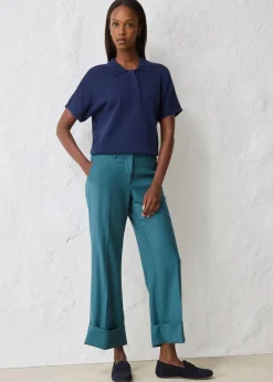 bonprix Hosen|Bekleidung·Kleider^Flared Hose mit Wollanteil pfeffergrün