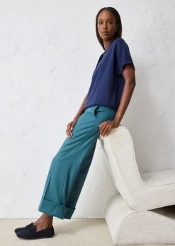 bonprix Hosen|Bekleidung·Kleider^Flared Hose mit Wollanteil pfeffergrün