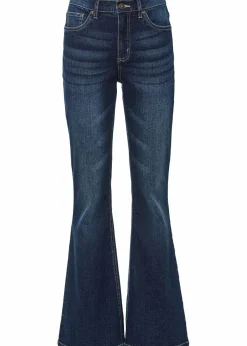 bonprix Jeans|Bekleidung·Shirts & Tops^Flared Jeans High Waist dunkelblau denim