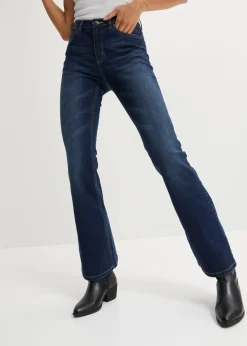 bonprix Jeans|Bekleidung·Shirts & Tops^Flared Jeans High Waist dunkelblau denim