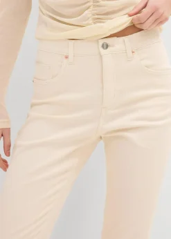 bonprix Bekleidung·Shirts & Tops|Jeans^Flared Jeans High Waist, cropped naturbeige