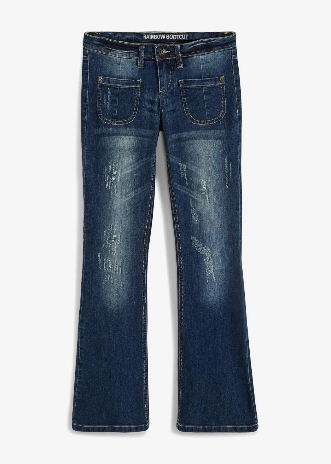 bonprix Bekleidung·Shirts & Tops|Jeans^Flared Jeans Low Waist, Stretch nachtblau denim