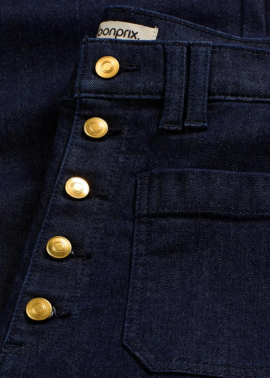 bonprix Bekleidung·Shirts & Tops|Jeans^Flared-Jeans High Waist tiefblau denim ungewaschen