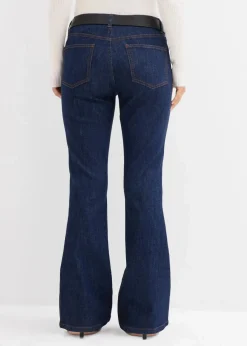 bonprix Bekleidung·Shirts & Tops|Jeans^Flared-Jeans Mid Waist dunkelblau denim