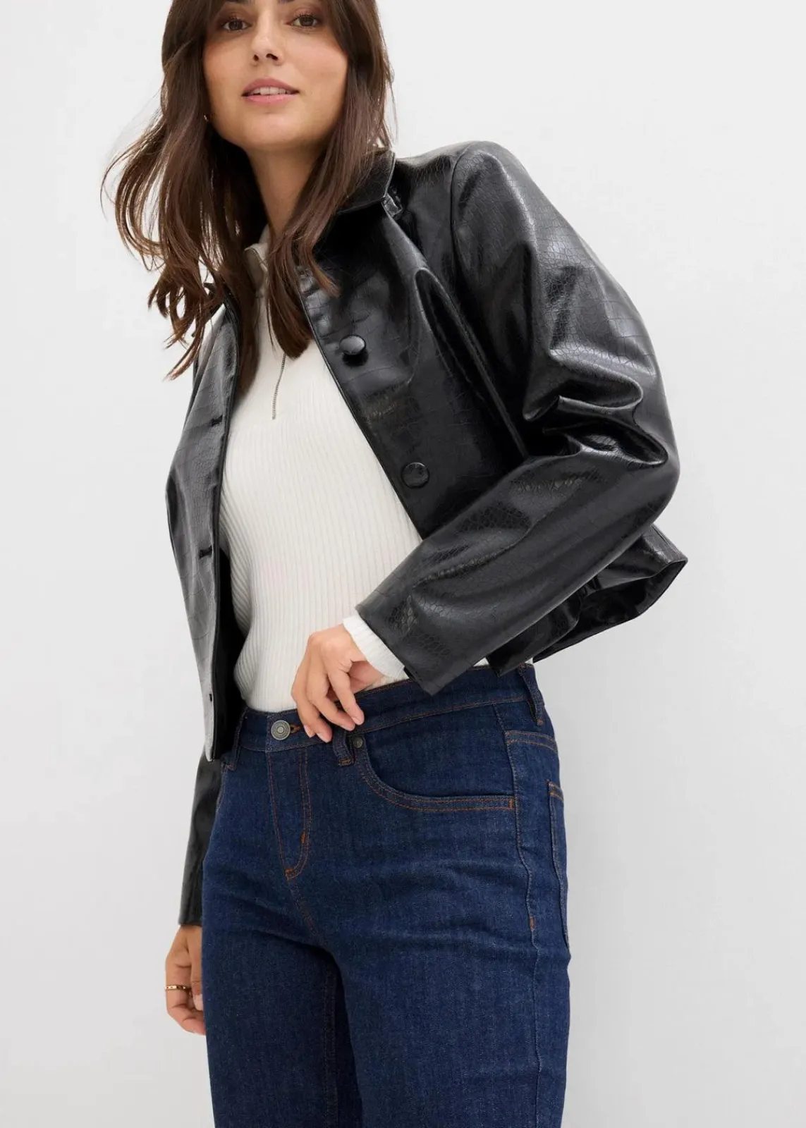 bonprix Bekleidung·Shirts & Tops|Jeans^Flared-Jeans Mid Waist dunkelblau denim