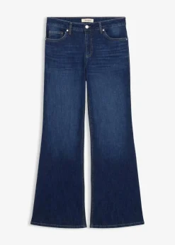 bonprix Jeans|Bekleidung·Shirts & Tops^Flared-Jeans Mid Waist dunkelblau denim used