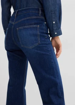 bonprix Jeans|Bekleidung·Shirts & Tops^Flared-Jeans Mid Waist dunkelblau denim used