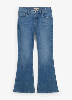 bonprix Jeans|Bekleidung·Shirts & Tops^Flared-Jeans Mid Waist mittelblau denim used