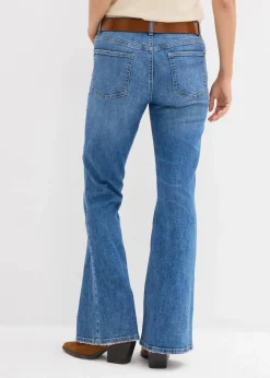 bonprix Jeans|Bekleidung·Shirts & Tops^Flared-Jeans Mid Waist mittelblau denim used