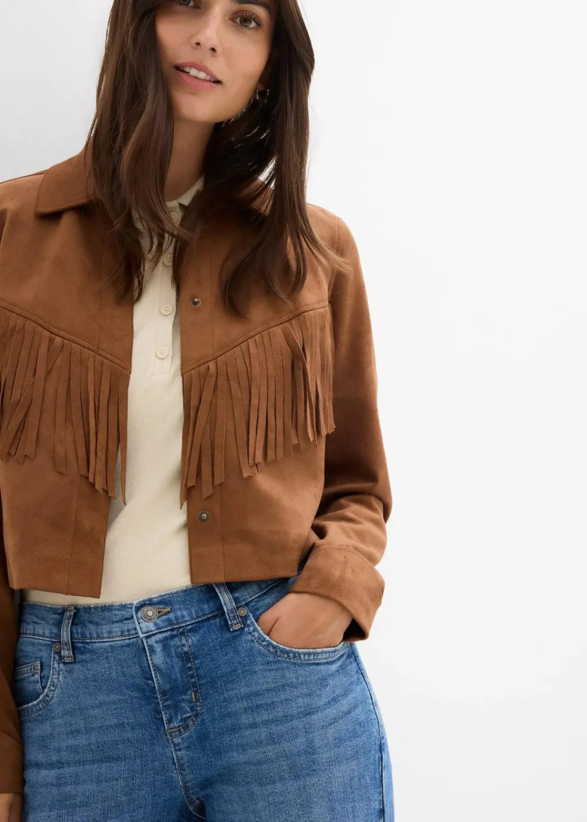 bonprix Jeans|Bekleidung·Shirts & Tops^Flared-Jeans Mid Waist mittelblau denim used