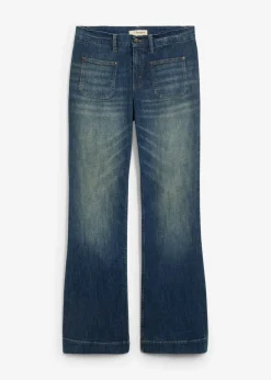 bonprix Bekleidung·Shirts & Tops|Jeans^Flared-Jeans Mid Waist dunkelblau denim