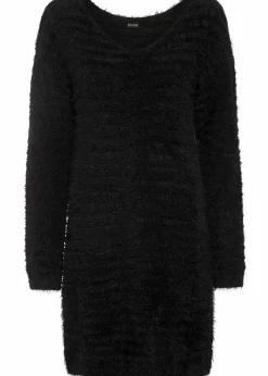 bonprix Bekleidung·Umstandsmode|Strickmode^Flauschiger Long-Pullover schwarz