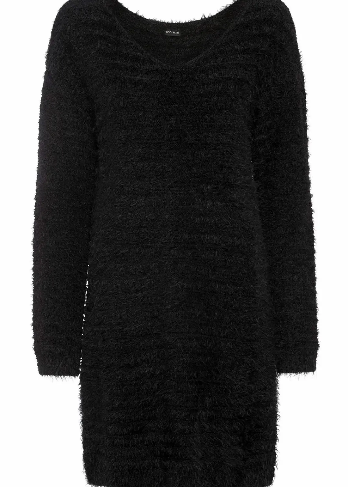 bonprix Bekleidung·Umstandsmode|Strickmode^Flauschiger Long-Pullover schwarz