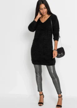 bonprix Bekleidung·Umstandsmode|Strickmode^Flauschiger Long-Pullover schwarz