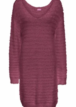 bonprix Bekleidung·Umstandsmode|Strickmode^Flauschiger Long-Pullover weinrot