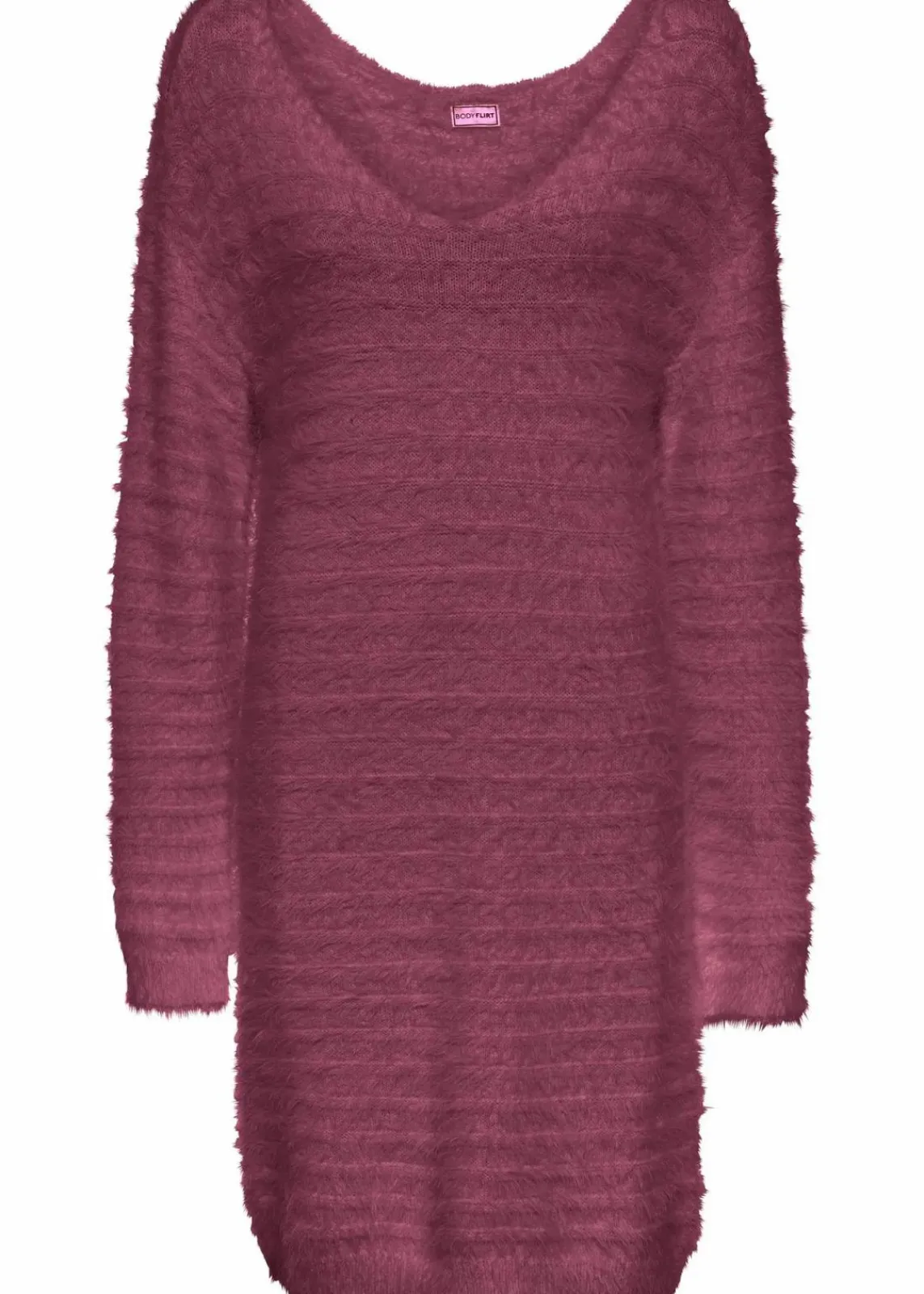 bonprix Bekleidung·Umstandsmode|Strickmode^Flauschiger Long-Pullover weinrot