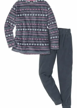 bonprix Wäsche·Homewear|Wäsche·Nachtwäsche^Fleece Loungewear Hausanzug nachtblau gemustert