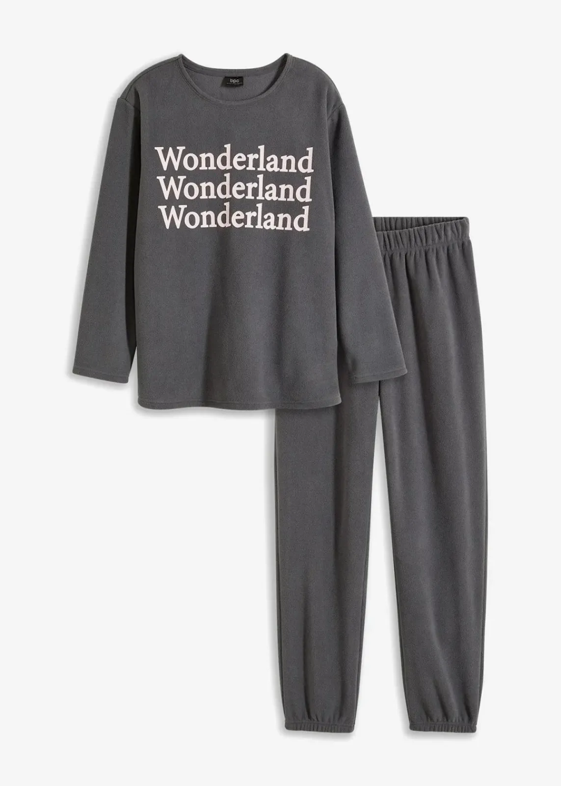 bonprix Wäsche·Homewear|Wäsche·Nachtwäsche^Fleece Loungewear Hausanzug schiefergrau bedruckt
