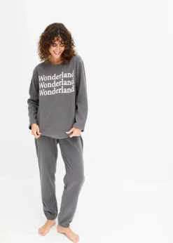 bonprix Wäsche·Homewear|Wäsche·Nachtwäsche^Fleece Loungewear Hausanzug schiefergrau bedruckt