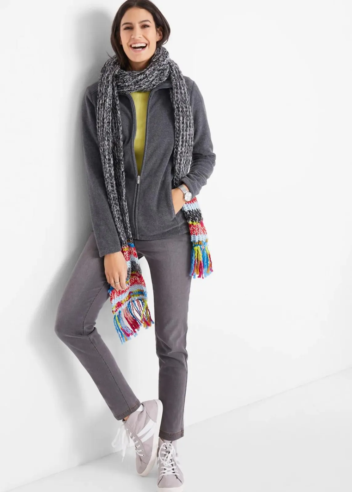 bonprix Jacken & Mäntel|Sweat^Fleecejacke grau meliert