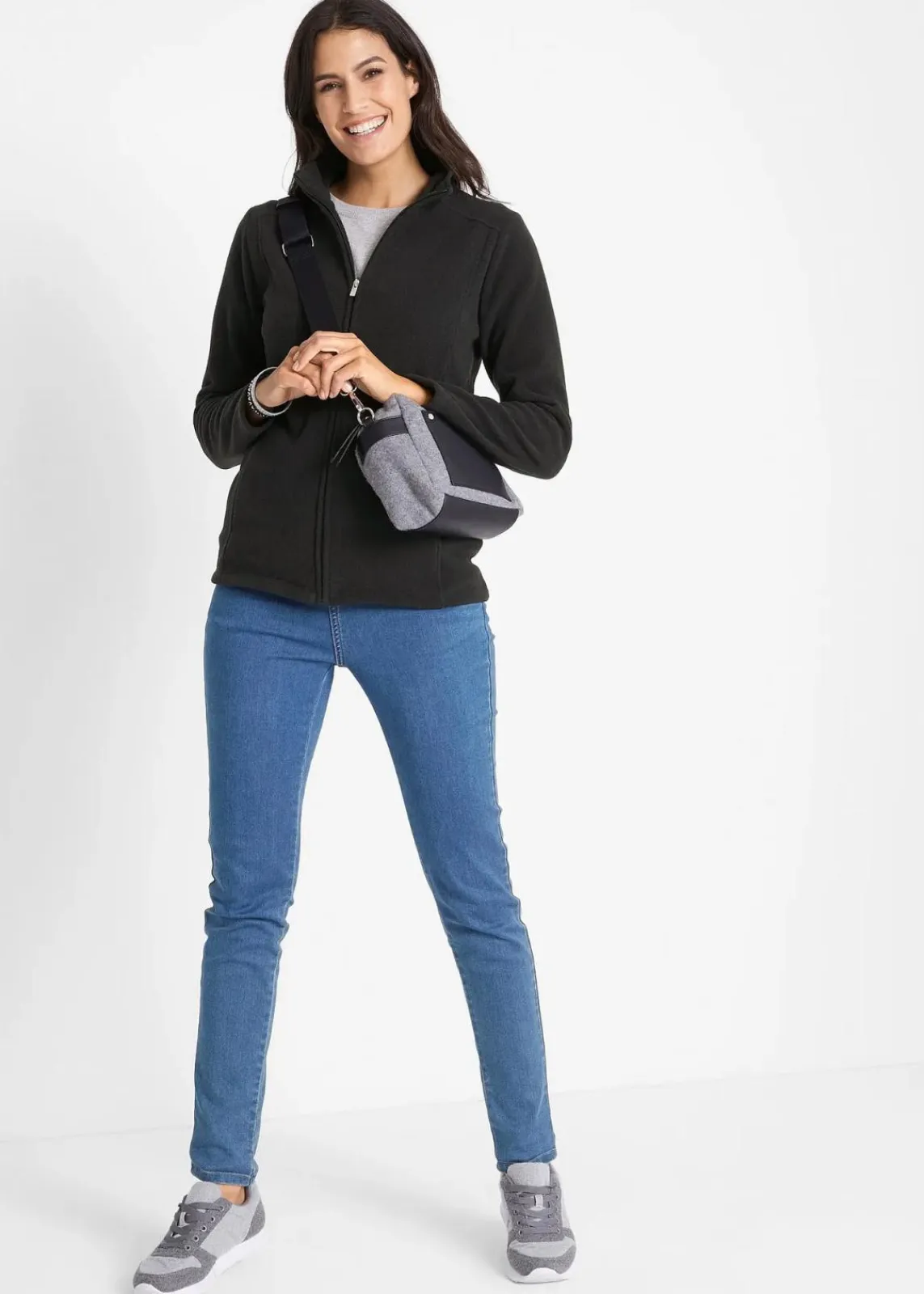 bonprix Bekleidung·Blusen & Tuniken|Bekleidung·Hosen^Fleecejacke schwarz