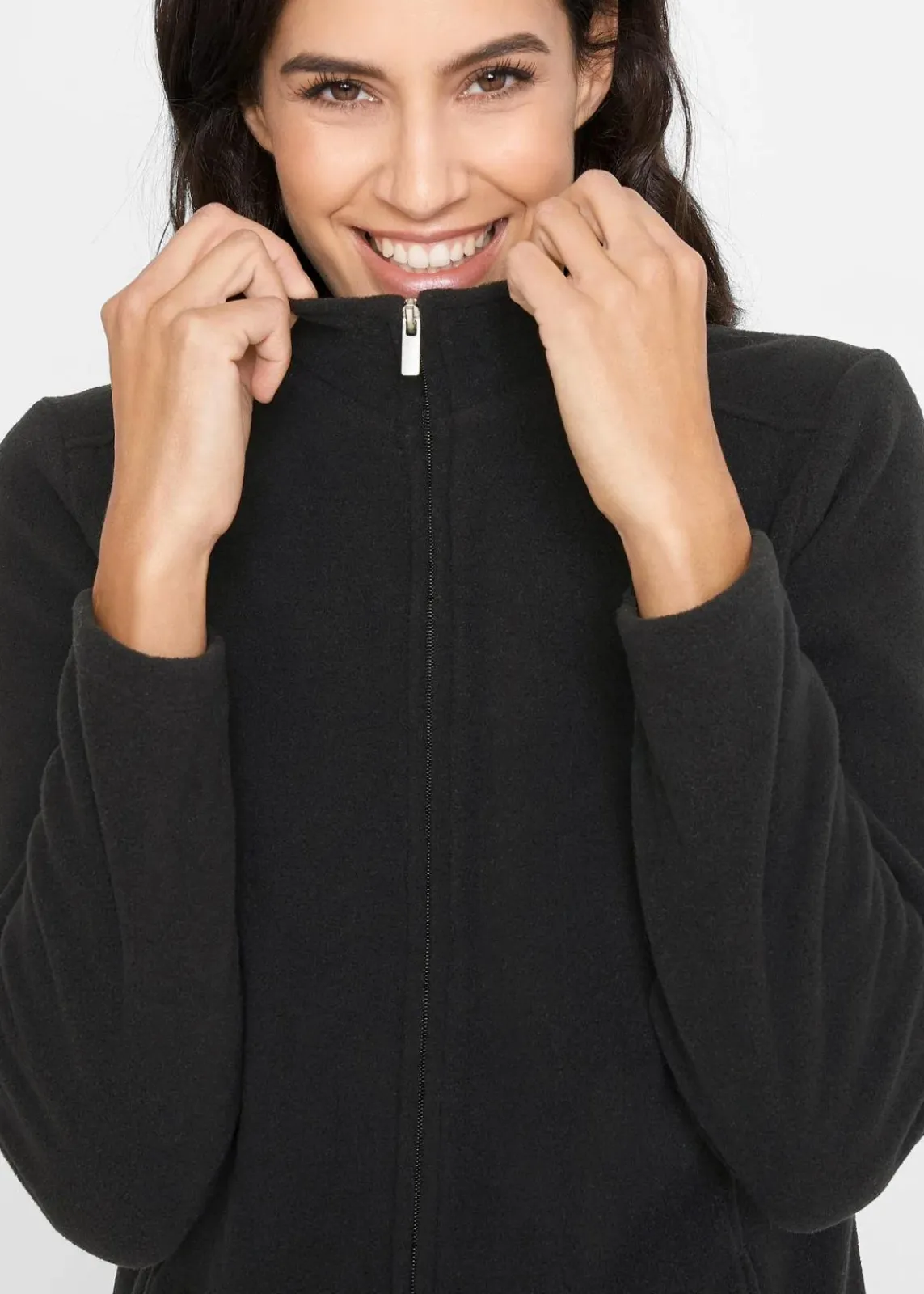 bonprix Bekleidung·Blusen & Tuniken|Bekleidung·Hosen^Fleecejacke schwarz