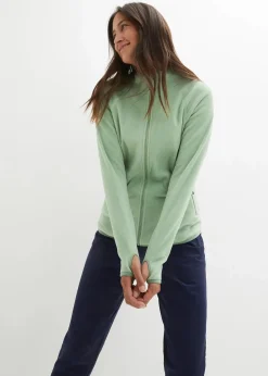 bonprix Jacken & Mäntel|Sweat^Fleecejacke mit Reißverschluss-Taschen piniengrün