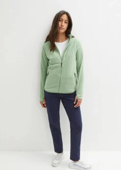 bonprix Jacken & Mäntel|Sweat^Fleecejacke mit Reißverschluss-Taschen piniengrün