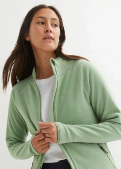 bonprix Jacken & Mäntel|Sweat^Fleecejacke mit Reißverschluss-Taschen piniengrün