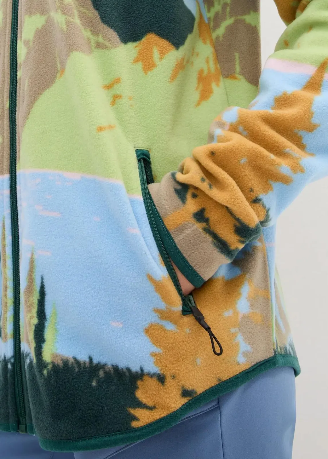 bonprix Bekleidung·Blusen & Tuniken|Bekleidung·Hosen^Fleecejacke mit Reißverschluss-Taschen hellblau bedruckt