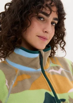 bonprix Bekleidung·Blusen & Tuniken|Bekleidung·Hosen^Fleecejacke mit Reißverschluss-Taschen hellblau bedruckt