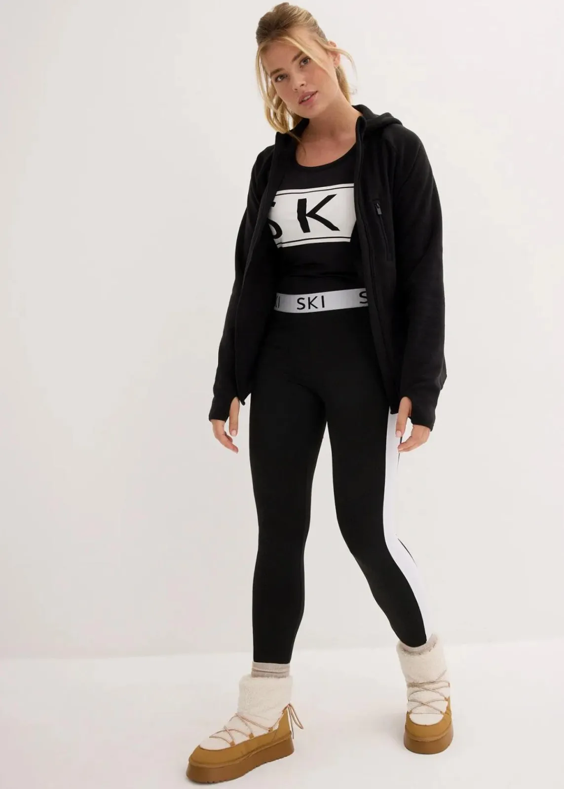 bonprix Bekleidung·Blusen & Tuniken|Bekleidung·Hosen^Fleecejacke mit Taschen schwarz