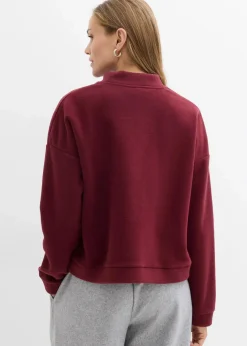bonprix Sweat|Zweiteiler & Sets^Fleecepullover dunkelbeere