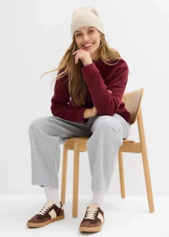 bonprix Sweat|Zweiteiler & Sets^Fleecepullover dunkelbeere